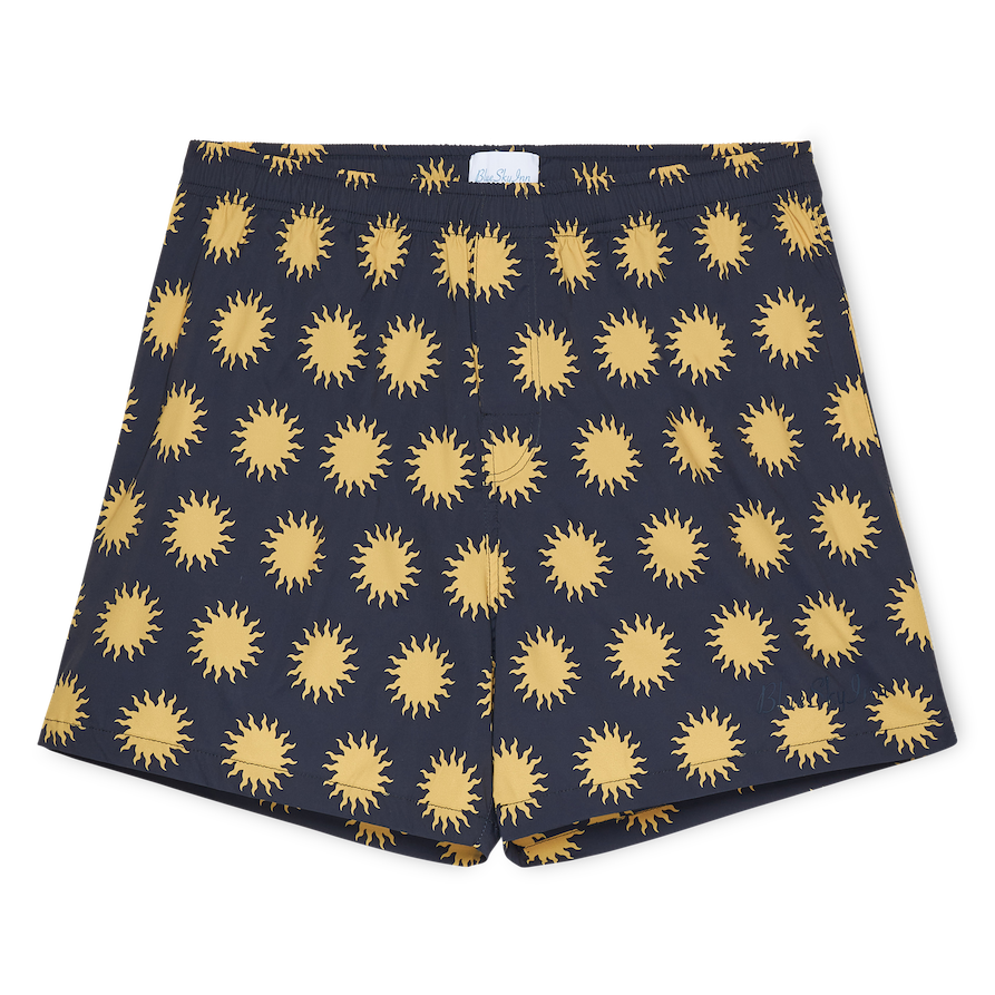 Sun Print Embossed Logo Swim Shorts