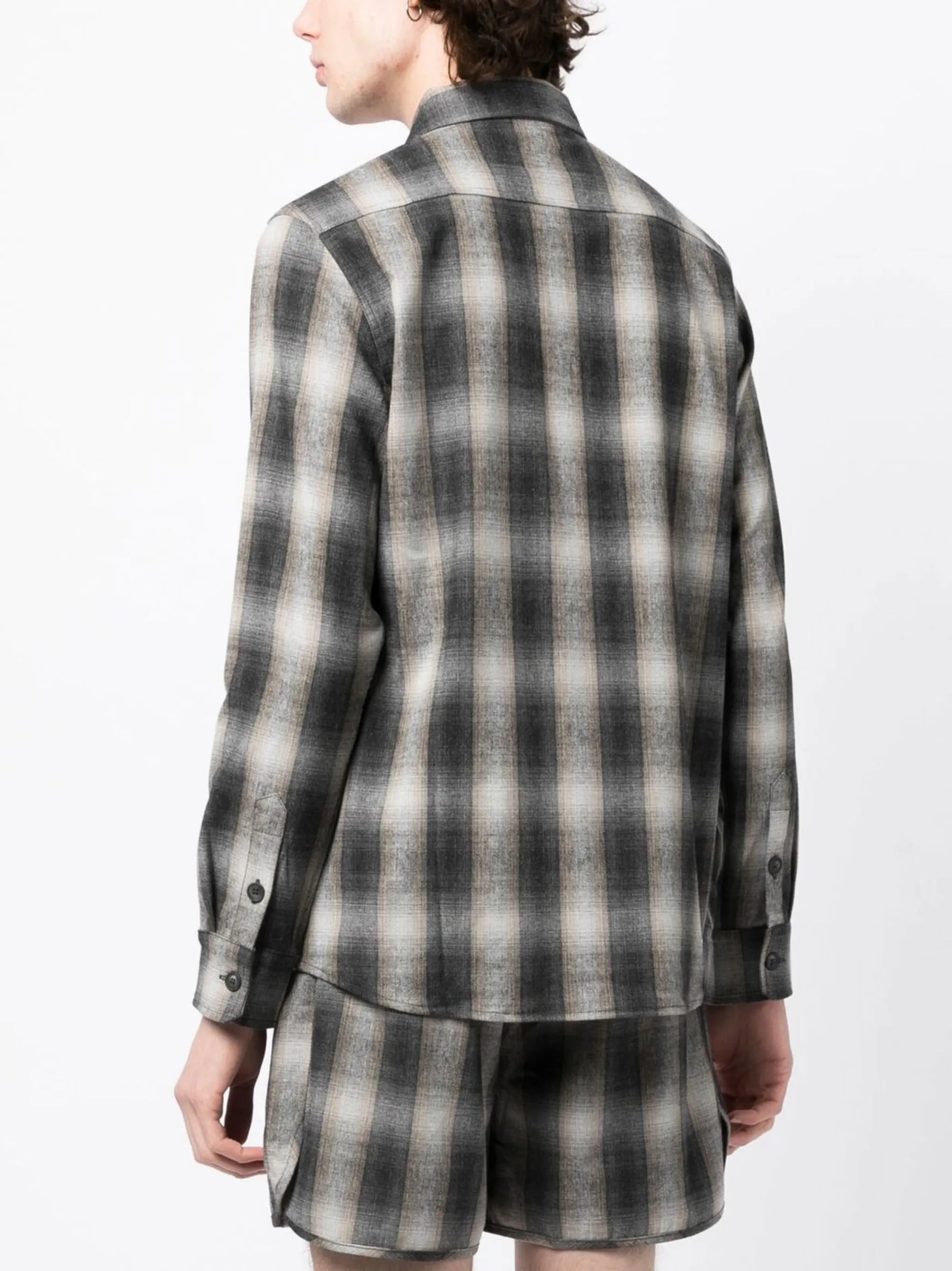 Camisa de franela de manga larga a cuadros
