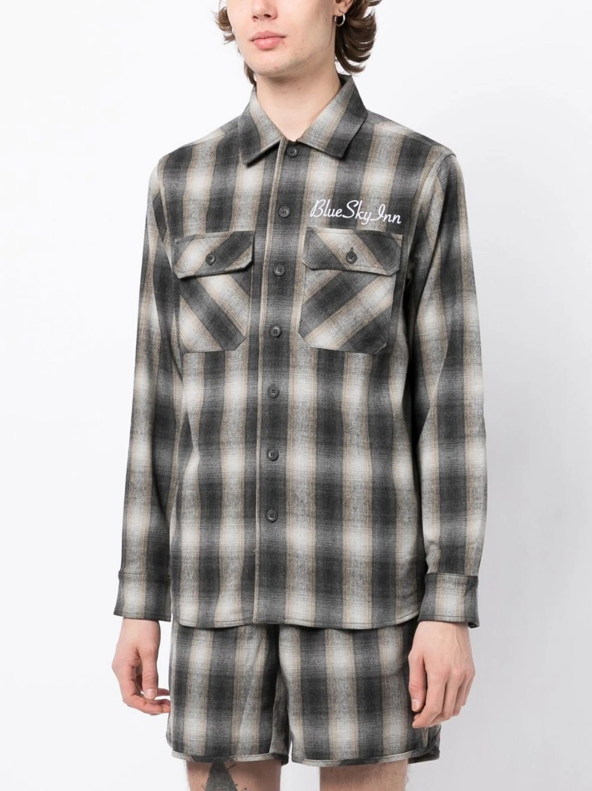 Camisa de franela de manga larga a cuadros