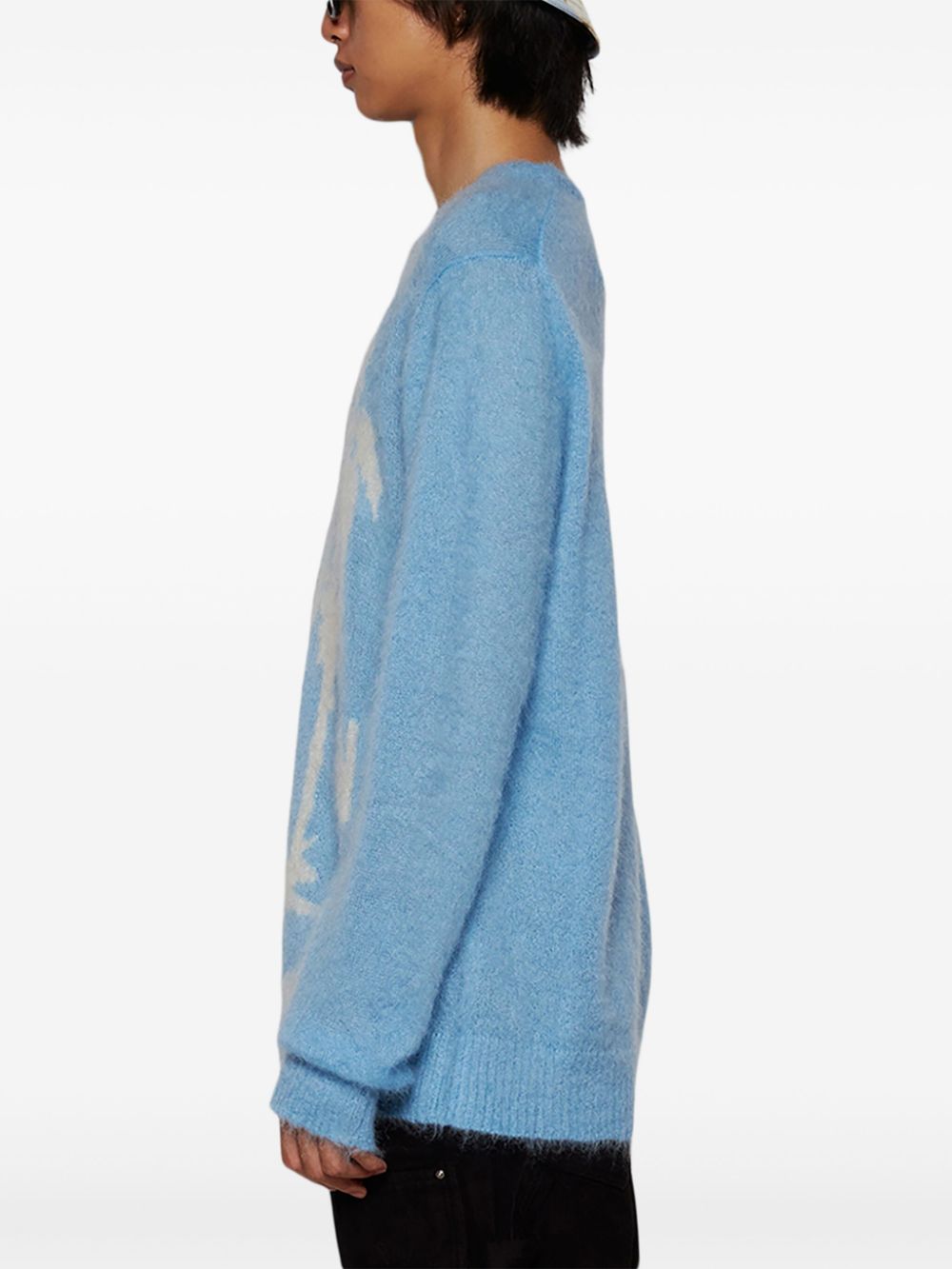 Jersey de cuello redondo de punto con logotipo de Sky Mohair