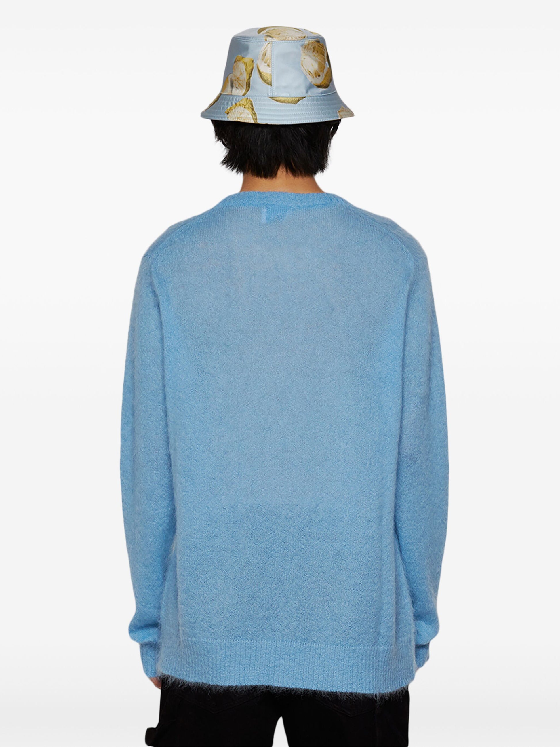 Jersey de cuello redondo de punto con logotipo de Sky Mohair