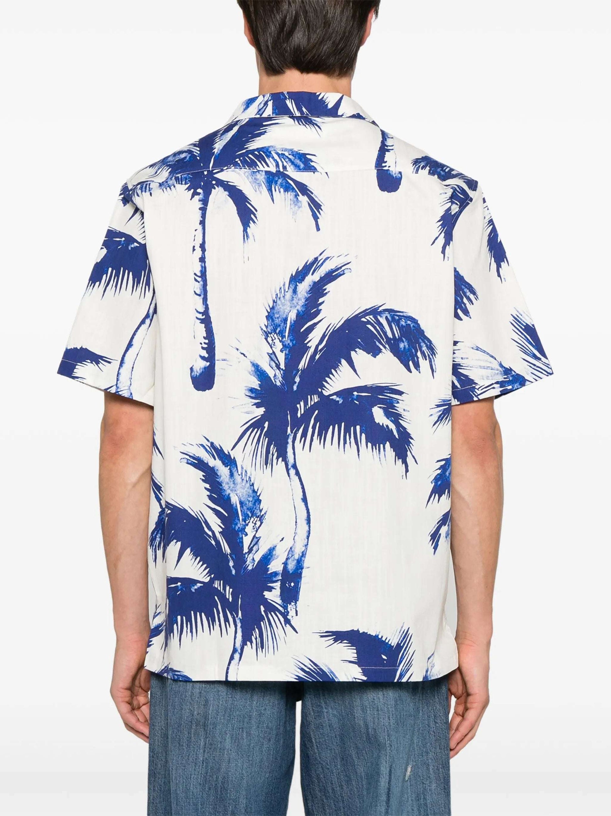 Blue Palm Cotton - Linen Shirt