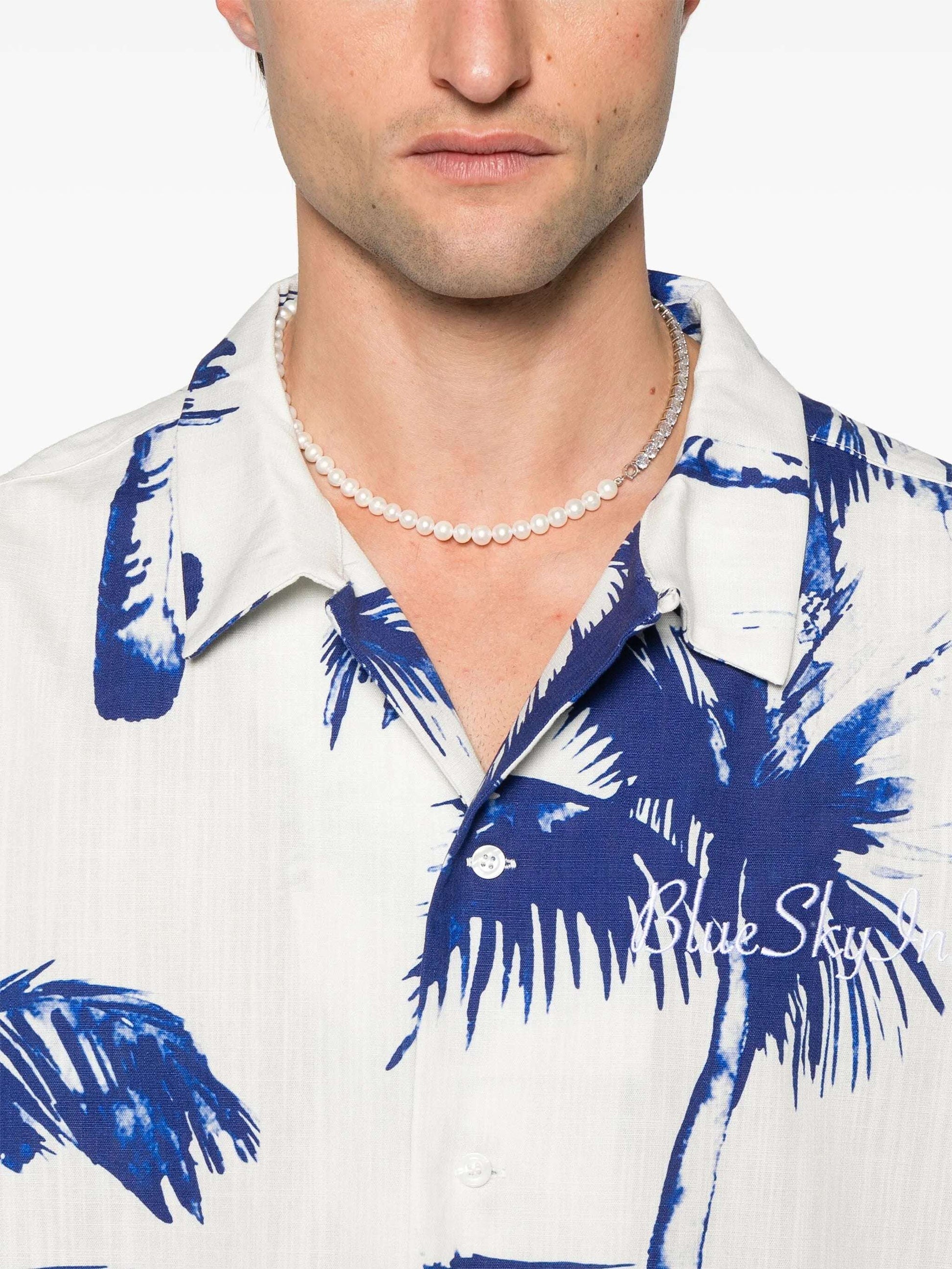 Blue Palm Cotton - Linen Shirt