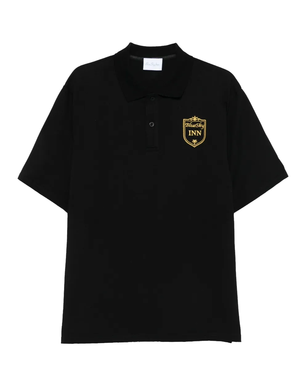 Black Polo Shirt with Gold Embroidered Logo