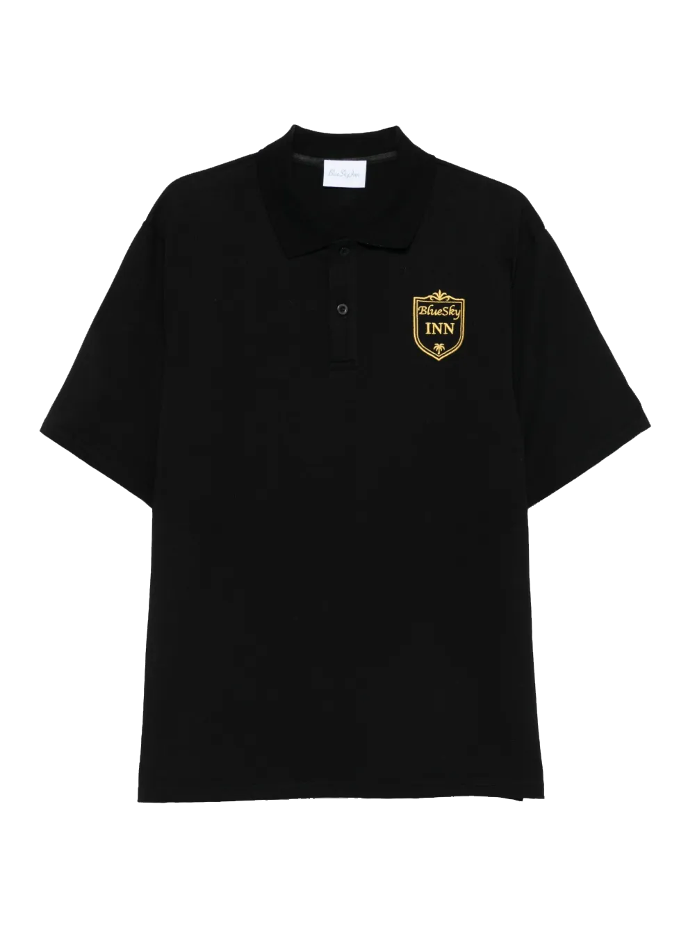 Black Polo Shirt with Gold Embroidered Logo