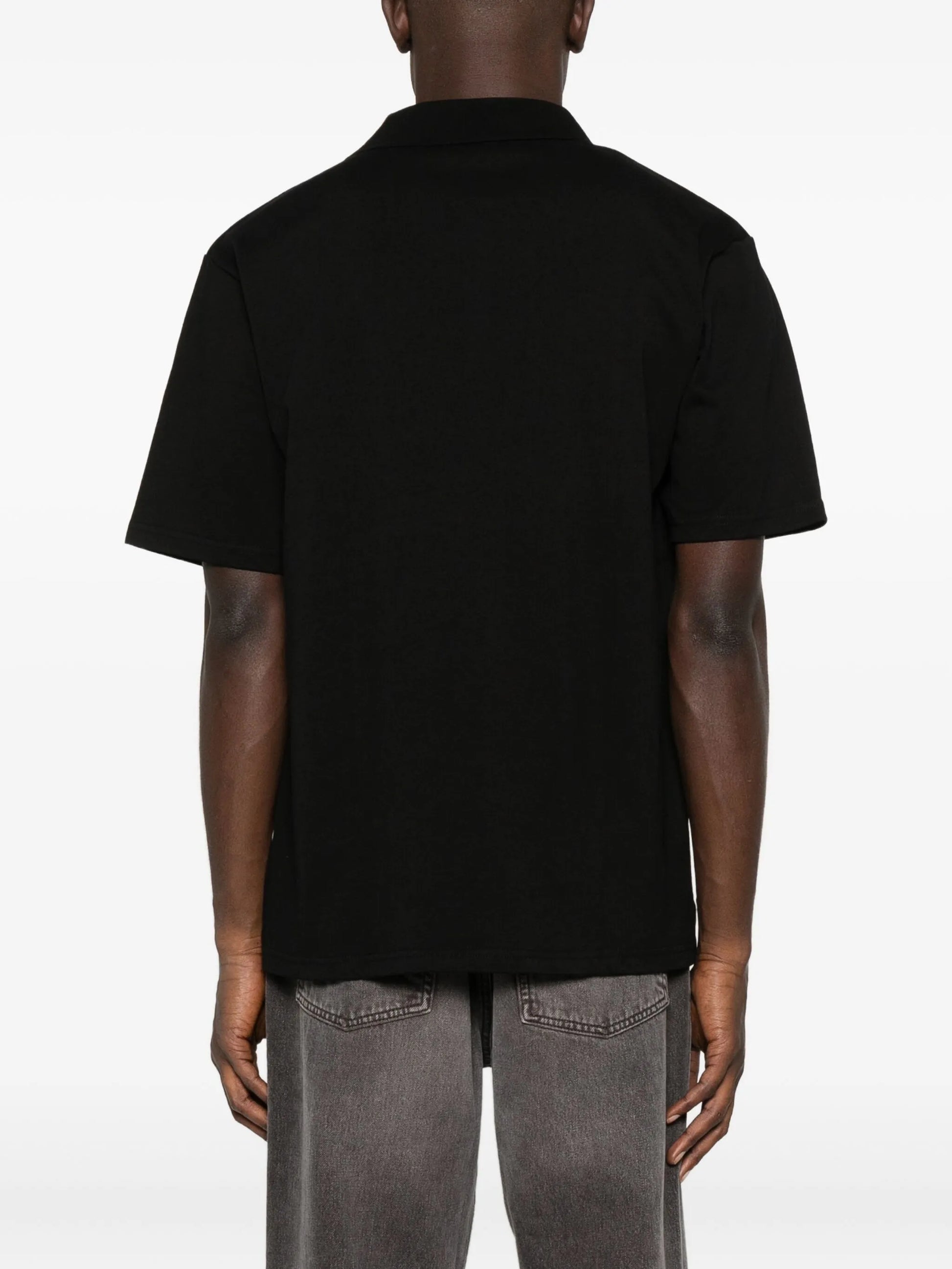 Black Polo Shirt with Gold Embroidered Logo