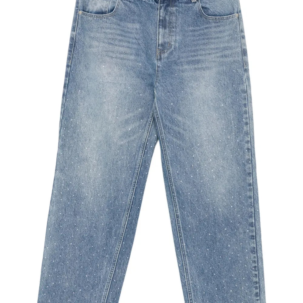 Crystal Embellished Washed Denim
