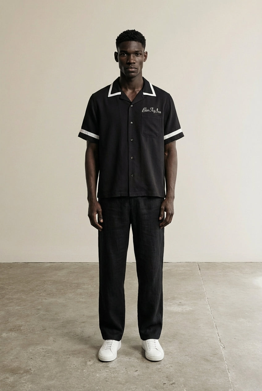 Full body view of the model wearing Waiter Shirt