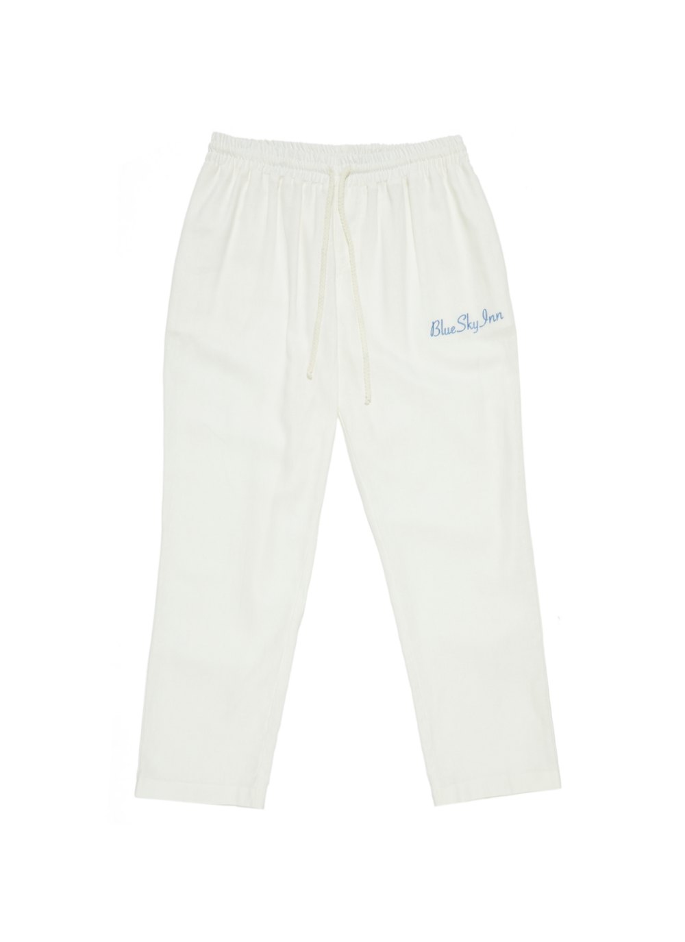 Pantalón playero con logo de lino