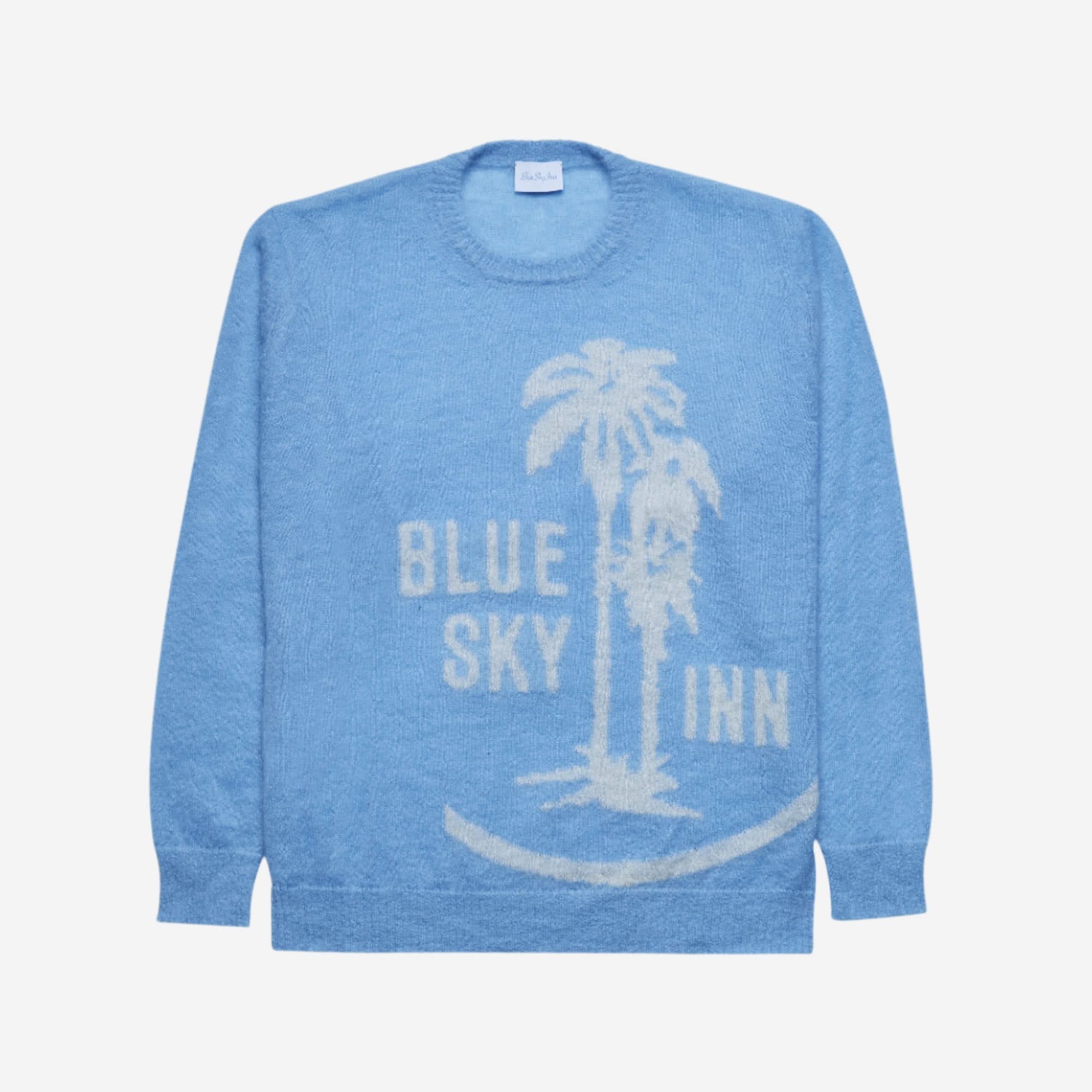 Jersey de cuello redondo de punto con logotipo de Sky Mohair