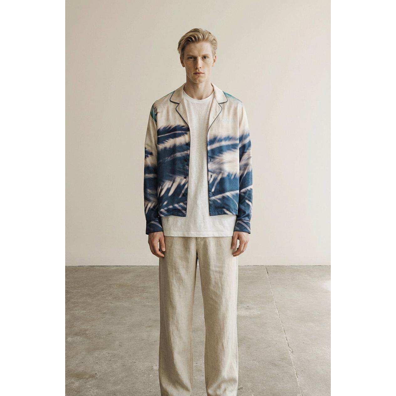 Full body view of the model wearing Long Sleeve Shirt