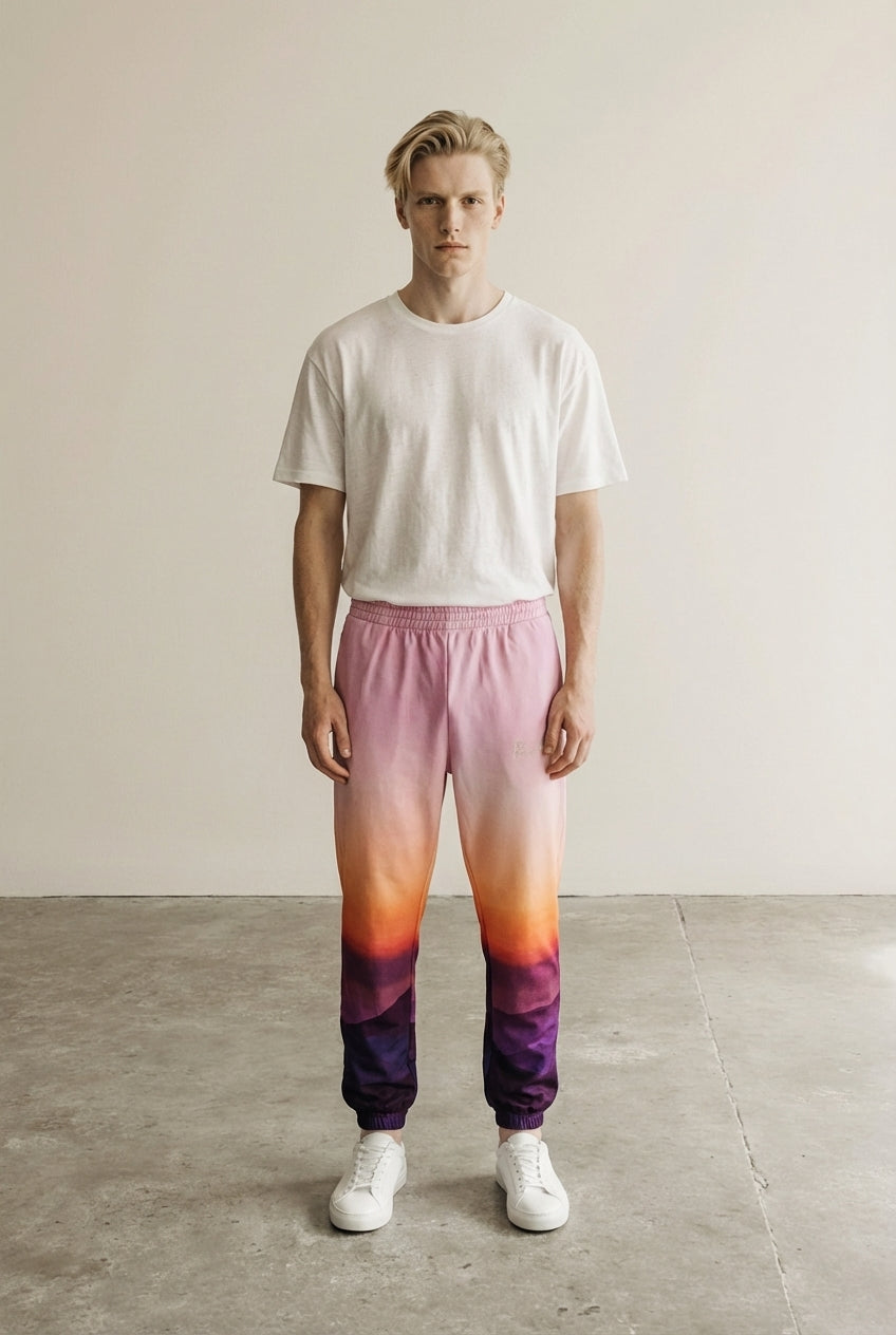 Full body view of the model wearing Sunset Logo Sweatpant