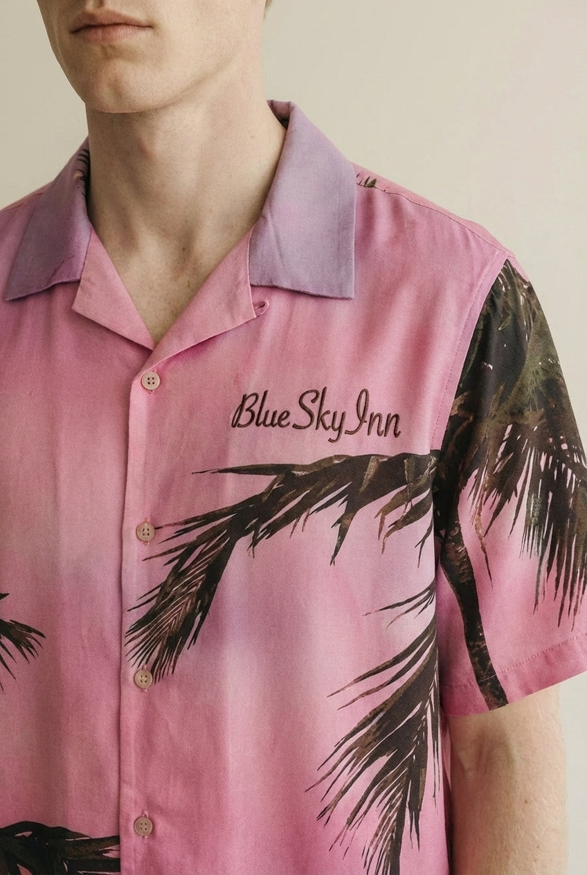 Detail shot of Pink Palms Shirt