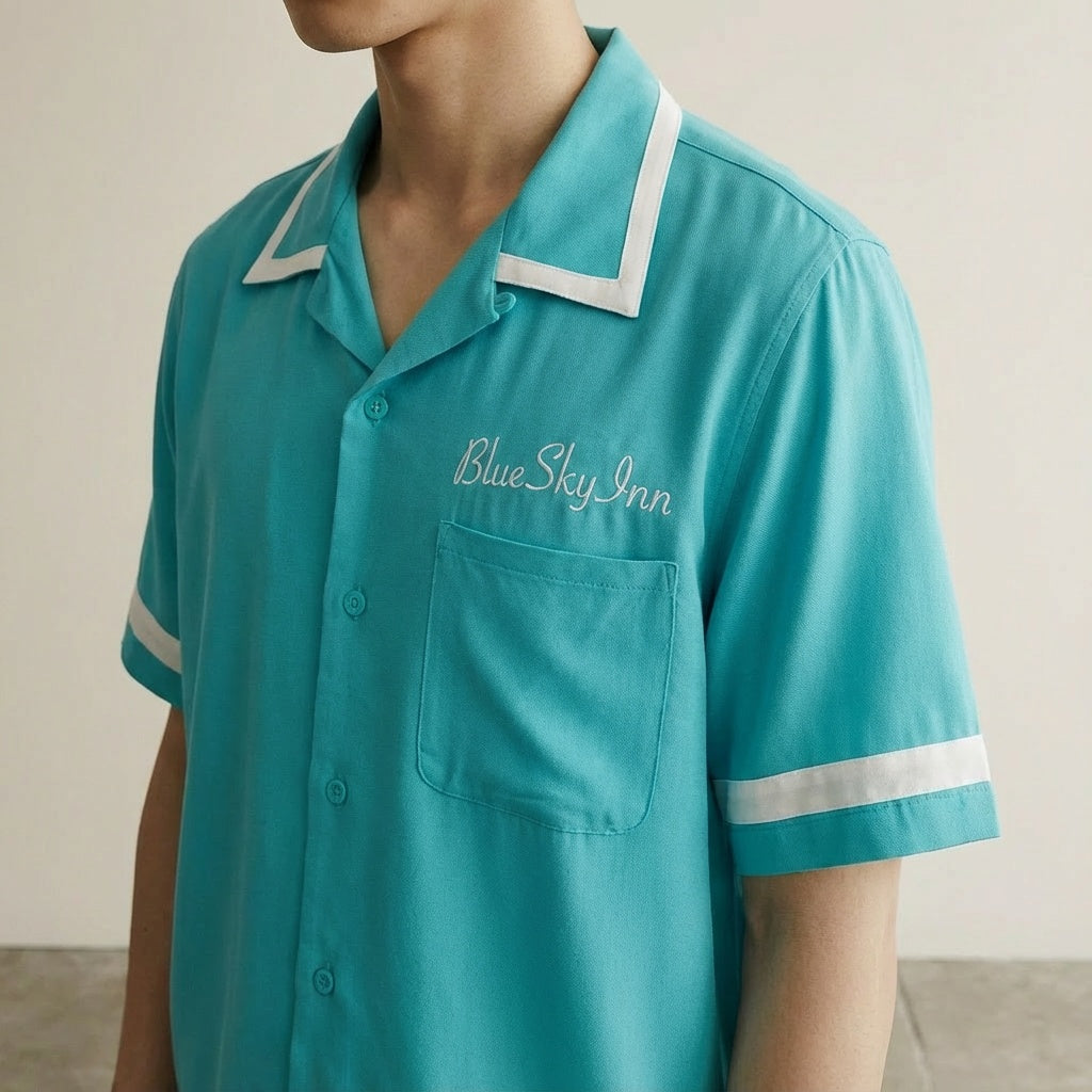 Detail shot of Turquoise Waiter Shirt