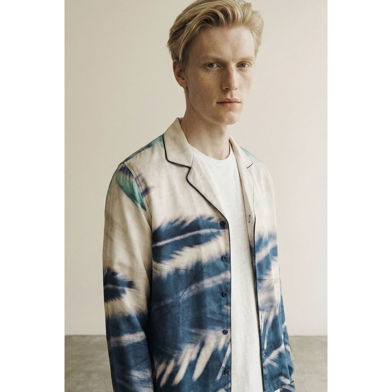 Close-up of the model wearing Long Sleeve Shirt